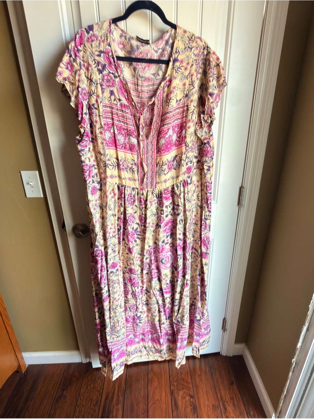 Floral Tiered Maxi Dress in Pink and Cream